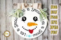 Christmas Door Sign SVG- Snowman Face -Let it Snow Door Sign Product Image 2