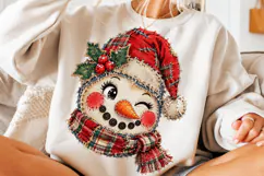 Vintage Patchwork Snowman Face PNG Product Image 3