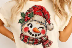 Vintage Patchwork Snowman Face PNG Product Image 4