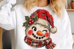 Vintage Patchwork Snowman Face PNG Product Image 5