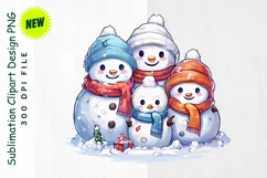 Snowman Family Building a Snow Fort Clipart Product Image 1