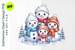 Snowman Family Building a Snow Fort Clipart Product Image 1