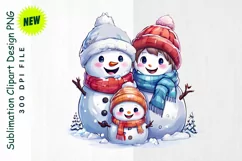 Snowman Family Building a Snow Fort Clipart Product Image 1