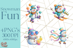 Whimsical Snowman Clipart PNG, Playful Christmas Product Image 1