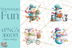 Whimsical Snowman Clipart PNG, Playful Christmas Product Image 1