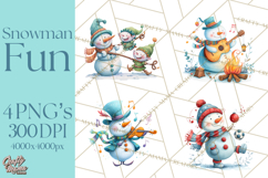 Whimsical Snowman Clipart PNG, Playful Christmas Product Image 1