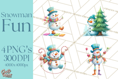 Whimsical Snowman Clipart PNG, Playful Christmas Product Image 1
