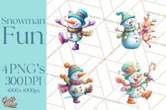 Whimsical Snowman Clipart PNG, Playful Christmas Product Image 1