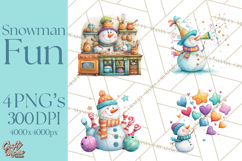 Whimsical Snowman Clipart PNG, Playful Christmas Product Image 1