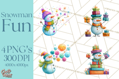 Whimsical Snowman Clipart PNG, Playful Christmas Product Image 1