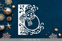 Snowman Half Negative Space Papercut SVG Product Image 1
