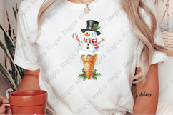 Snowman Ice Cream Cone, Cute Christmas PNG Product Image 2