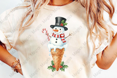 Snowman Ice Cream Cone, Cute Christmas PNG Product Image 4