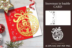 Snowman in Bauble Card. Cutting Template_3 Product Image 1