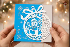 Snowman in Bauble Card. Cutting Template_3 Product Image 2