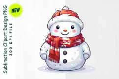 Snowman in Festive Sweater in Snowy Field Clipart Product Image 1