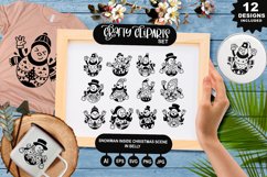 Snowman Inside Christmas Scene In Belly Clipart Set Product Image 1