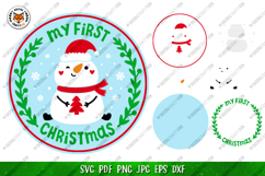 Christmas Round Sign Bundle SVG, Snowman Door Sign Product Image 8
