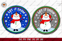 Christmas Round Sign Bundle SVG, Snowman Door Sign Product Image 14