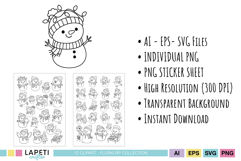 winter snowman outline illustrations for kids activities