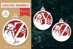 Snowman Monogram Ornament SVG Christmas Laser cut