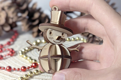 Snowman Christmas Ornament - Laser Cut File, SVG 3d Product Image 3