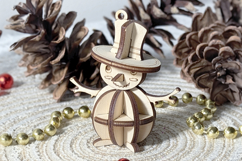 Snowman Christmas Ornament - Laser Cut File, SVG 3d Product Image 6