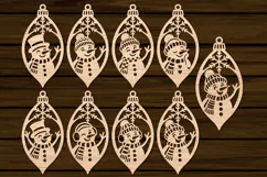 Snowman Ornament SVG, Laser Cut Wood Bauble Files Product Image 2