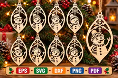Snowman Ornament SVG, Laser Cut Wood Bauble Files Product Image 3