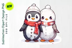 Snowman & Penguin Friends in Holiday Scarves Clipart Product Image 1