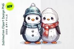 Snowman & Penguin Friends in Holiday Scarves Clipart Product Image 1