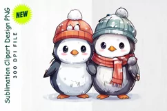 Snowman & Penguin Friends in Holiday Scarves Clipart Product Image 1