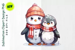 Snowman & Penguin Friends in Holiday Scarves Clipart Product Image 1