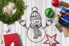 Snowman SVG Design with Mittens, Scarf and Hat for T-shirts, Mugs, Pillows, Christmas Home Decor. This Winter Design is Compatible with Cricut and Silhouette