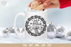 Snowman SVG Design with Snowflakes, Mittens, Scarf and Hat for T-shirts, Mugs, Pillows, Christmas Home Decor