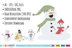 Cute snowman clipart collection for winter stickers featuring adorable snowman character designs