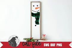 Snowman Porch Sign with Plaid Scarf SVG Product Image 1