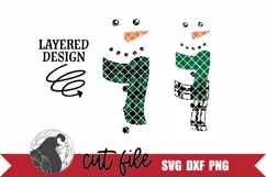 Snowman Porch Sign with Plaid Scarf SVG Product Image 2
