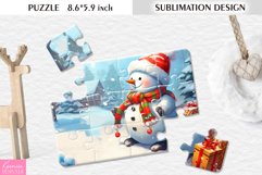 Cute Smiling Snowman| Watecolor Sublimation Puzzle Design Product Image 1