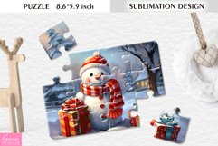 Cute Snowman Wearing Scarf| Sublimation Puzzle Design Product Image 1
