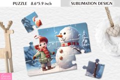 Cute Smiling Boy and Snowman| Sublimation Puzzle Design Product Image 1