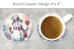 Snowman Round Coaster, Christmas coaster Product Image 1