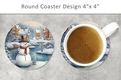 Snowman Round Coaster, Christmas circle Product Image 1