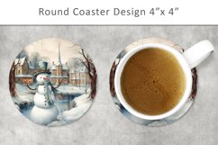 Christmas Snowman Round Coaster, snowman circle Product Image 1