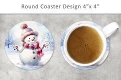 Christmas Snowman Round Coaster, winter coaster Product Image 1