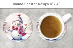 Snowman Round Coaster, winter coaster Product Image 1