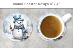 Snowman Round Coaster, Christmas circle Product Image 1