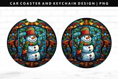 Snowman Keychain And Car Coaster Sublimation Design Product Image 1