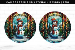 Snowman Keychain And Car Coaster Sublimation Design Product Image 1