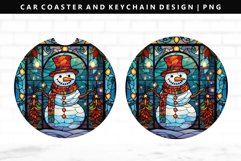 Snowman Keychain And Car Coaster Sublimation Design Product Image 1